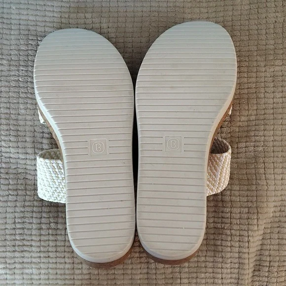New BZEES Resort Wht/Nat Fabric Wedge Sandals Size 7.5 M With Box - Picture 6 of 16